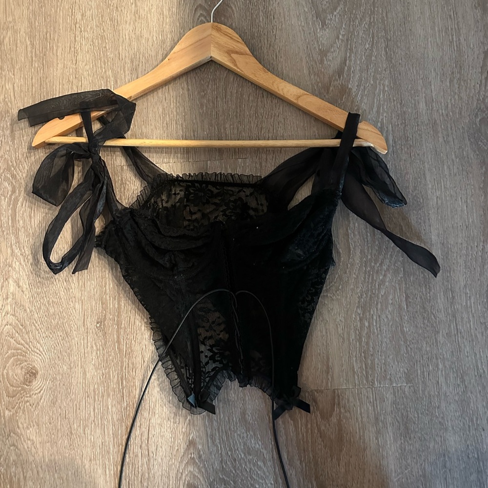 Black Lace Crop Top with Adjustable Straps
